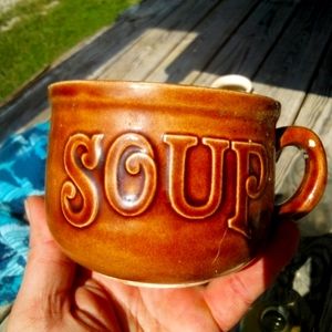 Vintage Handmade clay soup cup